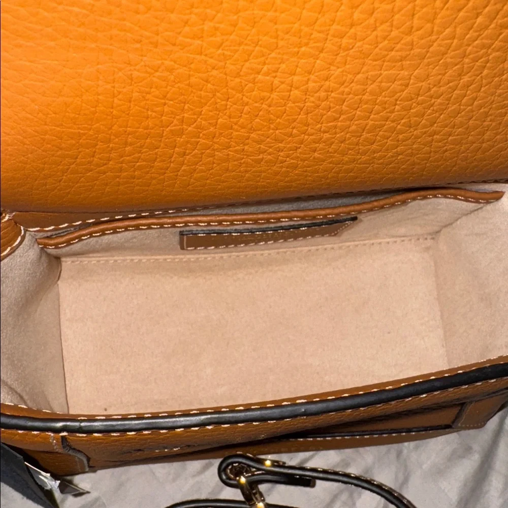 Strathberry Mosaic Nano Leather Mini Tote in tan with vanilla stitching NWT - Picture 15 of 17